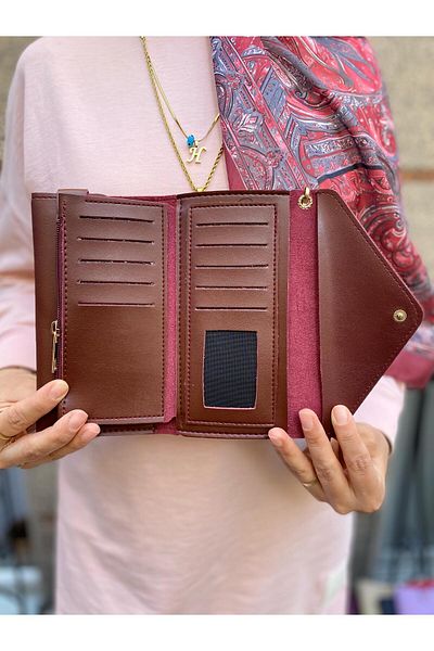 H&D COLLECTİON Soft Leather Envelope Model Wallet with Ankle Insignia Combination