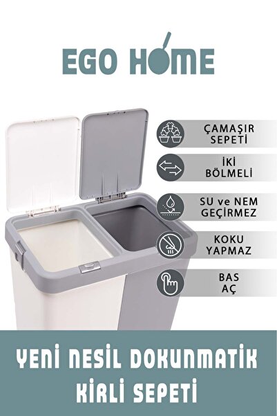 ego home Motek Kirli Sepeti Ve Çöp Kovası Temizilik Çamaşır Dokunmatik Kirli Sepeti