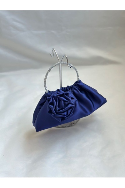 posst bag Синя атласна сумочка з трояндами для вечірнього вбрання
