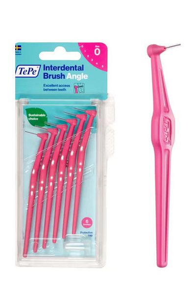 TePe 6-piece pink 0.4 mm angled interdental brushes