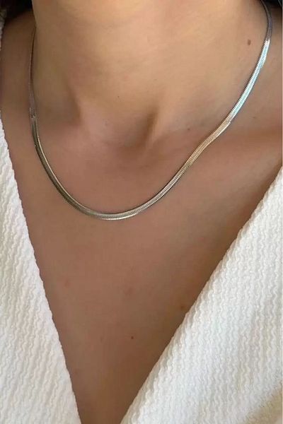 Vitastyle Silver Color Steel Cushion Chain Italian Necklace