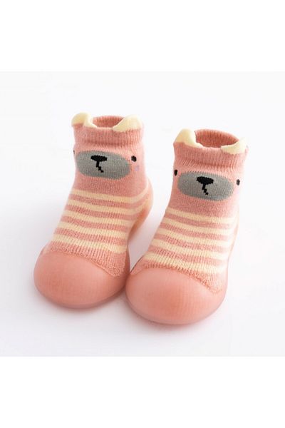 Superbaby Mocasini cu talpa antiderapanta - Pink teddy