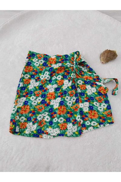 Store Green Floral Girl's Shorts Skirt Beach