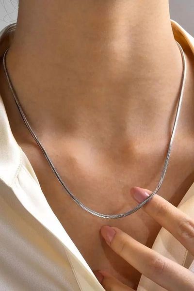 Vitastyle Silver Color Steel Cushion Chain Italian Necklace