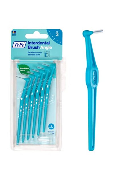 TePe فرشاة واجهة بمقبض زاوي أزرق 0.6 مم 6 قطع
