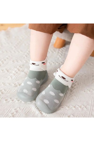 Superbaby Gray loafers with non-slip silicone sole - Kitty