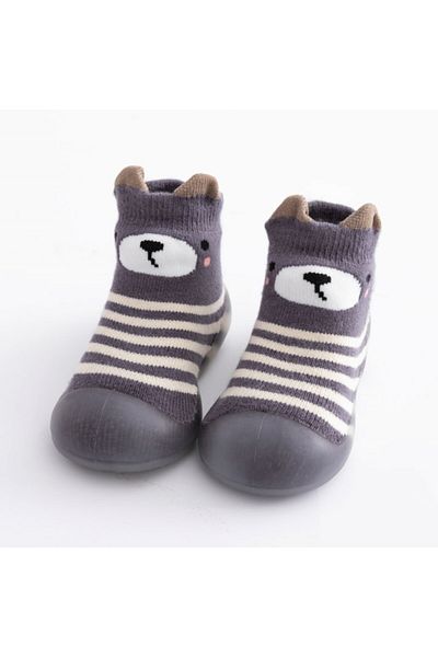 Superbaby Loafers with non-slip sole - Grey teddy