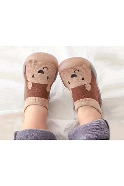Superbaby Mocasini maro cu talpa antiderapanta - Teddy