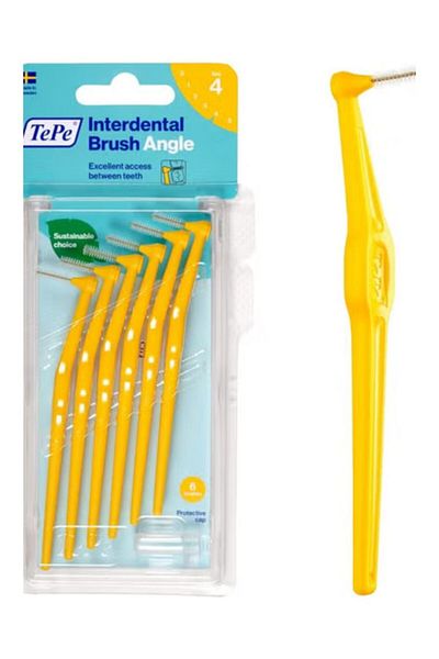 TePe Yellow 0.7mm Angled Interdental Brushes 6 Pieces