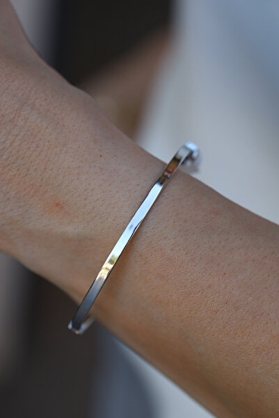 Yenigün Kuyumculuk 14 Ayar Altın Arpaş Düz Sade Beyaz Kelepçe