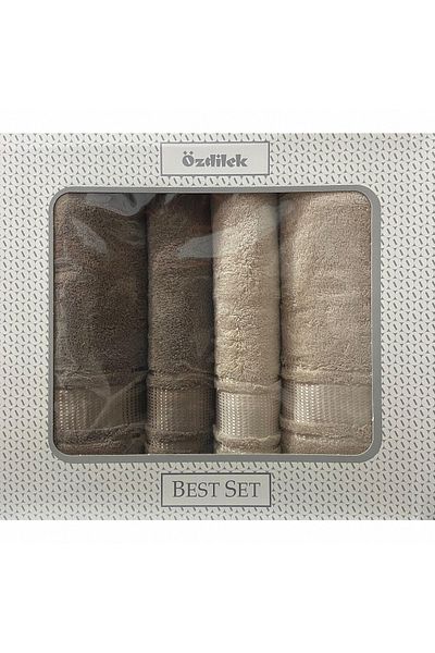 Özdilek Colourist Best Set Bath Set Brown Beige 90 *150 Large Size