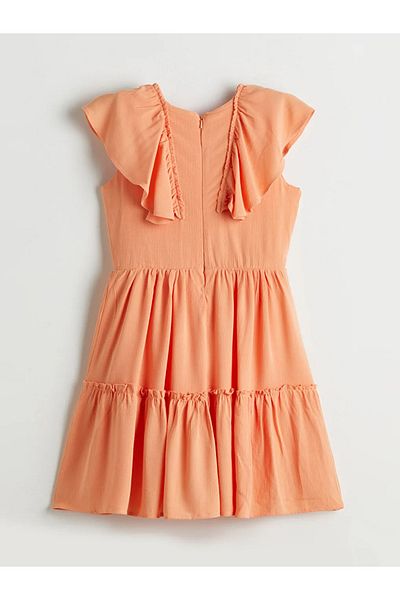 LC Waikiki Κοριτσίστικο φόρεμα LCW Kids Coral με λαιμόκοψη V