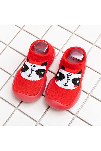 Superbaby Red loafers with non-slip sole - Panda