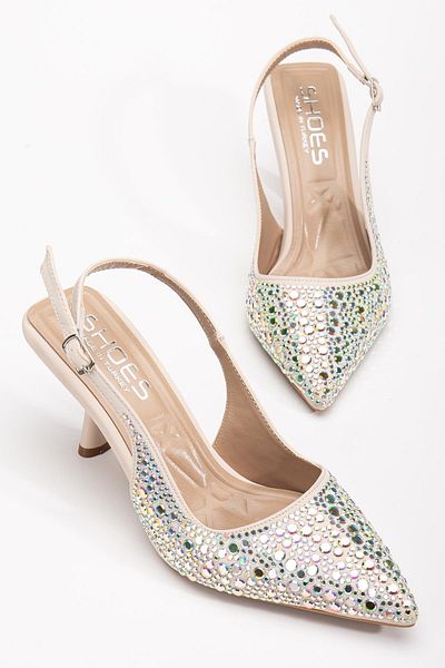 Dilimler Ayakkabı Women's Evening Dress Shoes Skin Thin Heeled Stone Slab