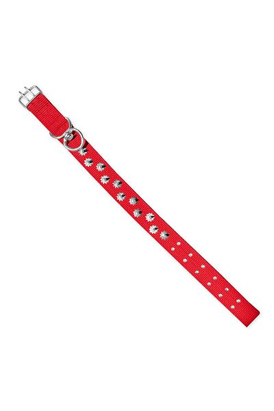 SAVEX Woven Studded Dog Collar - 5*80 cm - Red