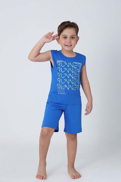 GRI MOR TEKSTIL Boy's Cotton Zero Sleeve Shorts Suit