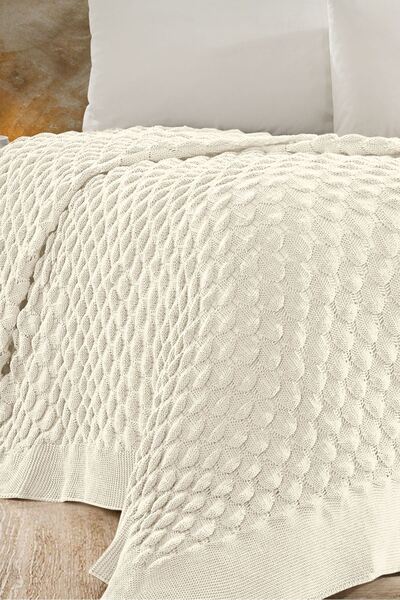 DOUX HOME STELLA Triko Yatak Örtüsü 220 X 240 (KEMİK)