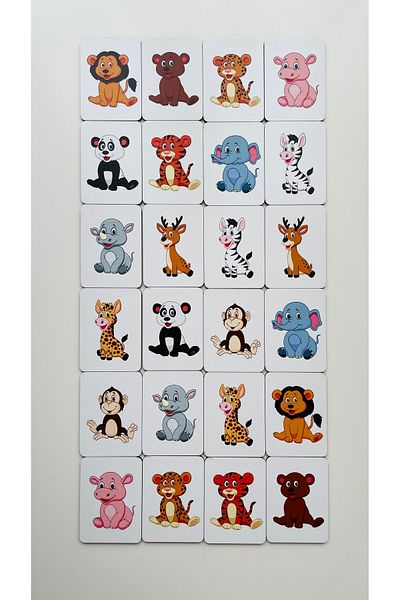 Sapphireworks Wooden Intelligence Cards Matching Game Cute Wild Animals