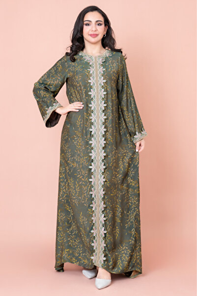 IKKXA جلابية مطبوعة مطرزة عصرية