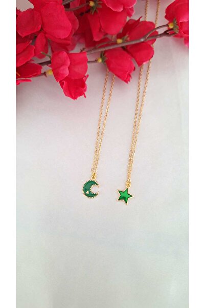 SOUL BY A&B 2li ay yıldız kolye yeşil ay yıldız kolye arkadaşlık kolyesi bff ...