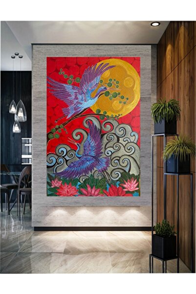 HDART Soyut Uçan Kuş Kuşlar Dekoratif Dikey Kanvas Tablo Tablosu
