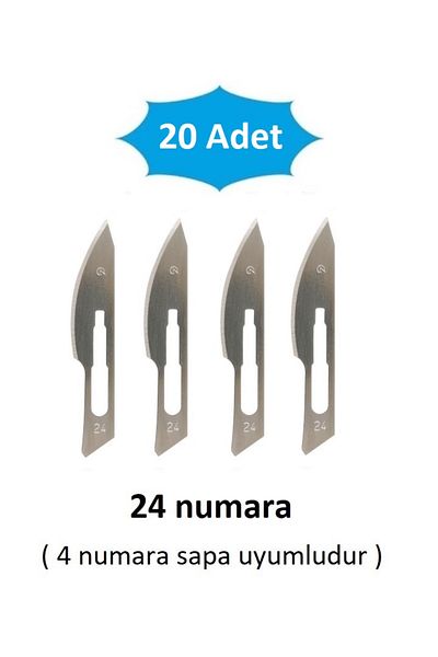 QBR Home Pack of 20Pcs 24 Number Wooden Sculpture Carving Art Replacement Blade. Pass-Through Type (Compatible with Number 4 Handle)