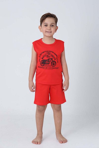 GRI MOR TEKSTIL Boy's Cotton Zero Sleeve Shorts Suit