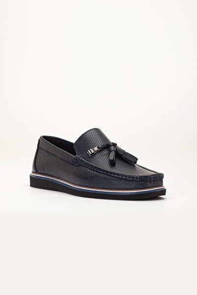 Dilimler Ayakkabı Чоловічі шкіряні повсякденні мокасини, сині, з бахромою, підошва з ева-матеріалу, з принтом