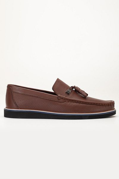 Dilimler Ayakkabı Γνήσιο δέρμα Ανδρικά παπούτσια Casual Loafer Καφέ Φούντες Eva Sole Printed