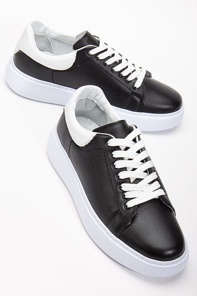 Dilimler Ayakkabı Genuine Leather Men's Casual Shoes Black Thick Sole Laced