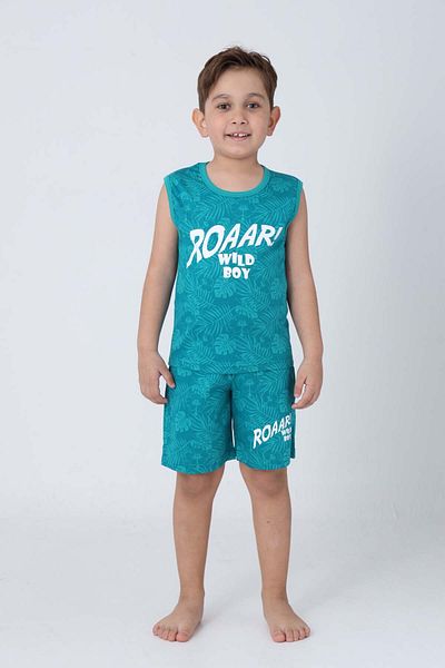 GRI MOR TEKSTIL Boy's Cotton Zero Sleeve Shorts Suit