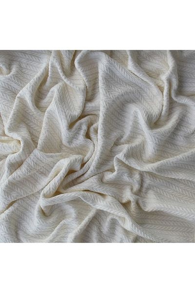 sabır home Knitted Patterned Baby Blanket, Cotton Children's Baby Blanket - Ecru Color - 100 X 110 cm