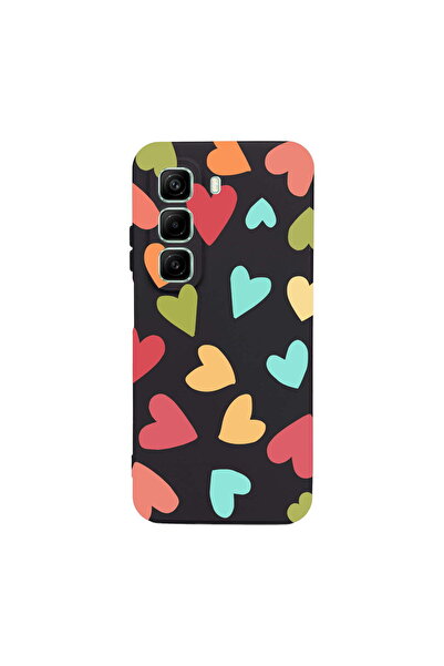 PrintiFy Infinix Hot 50 4G ile Uyumlu Tropikal Kalpler (0214b) Tasarımlı Siyah Lansman Kılıf