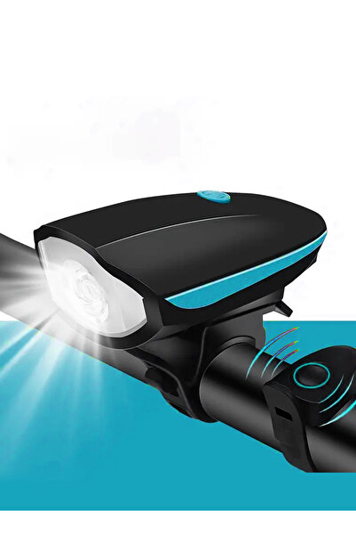 Generic بوق وإضاءة دراجة قابلة لإعادة الشحن 2 في 1 بقوة 140 ديسيبل مع إضاءة فائقة السطوع بقوة 250 لومن