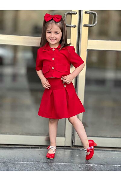 EsareModa Kız Çocuk Yeni Sezon Ceket Etek İçlik 4 lü Şık Takım