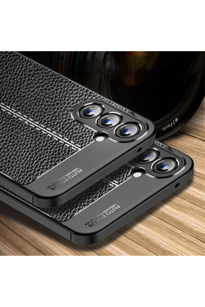 Fibaks Samsung Galaxy A26 Kılıf Kamera Çıkıntılı Deri Görünümlü Dikiş Desenli Koruyucu Kapak