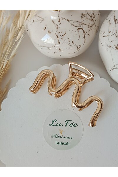 La fee aksesuar مشبك شعر معدني للنساء بلون ذهبي