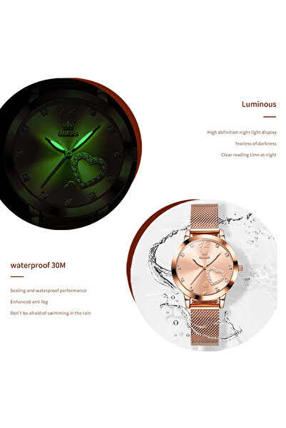 OLEVS Ceas de dama Olevs , otel inoxidabil, rose gold, cadran alb