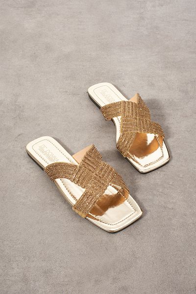 DC DONNA Stylish Slippers with Stone Detail