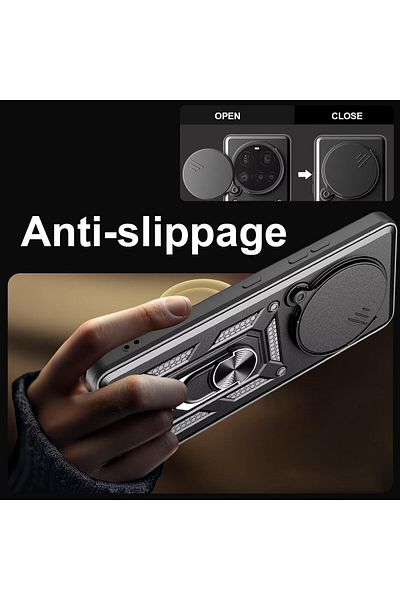 Fibaks حافظة لهاتف Xiaomi Mi 15 Ultra مع غطاء حماية لكاميرا الكاميرا المنزلقة والدبابات العسكرية
