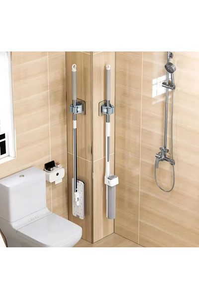 EVİMA (3 Pieces) Mop Broom Brush Hanging Apparatus Suitable for Bathroom, Kitchen and Indoor Use