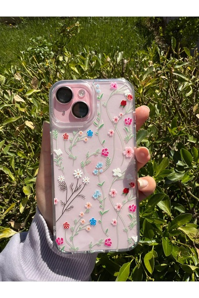 CASABLANCA İphone 15 Uyumlu Çiçek Desenli Telefon Kılıfı , Kapak