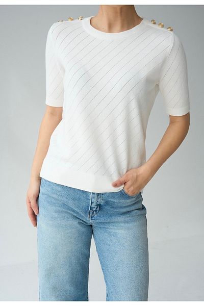 Jose Clothing Women's Premium Yarn Short Sleeve Summer Knitwear Blouse