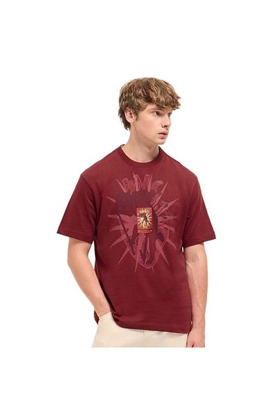 The Bear House Men's Red Oversize Abstract Heart Printed Crew Neck T-shirt for Effortless Style and Comfort
