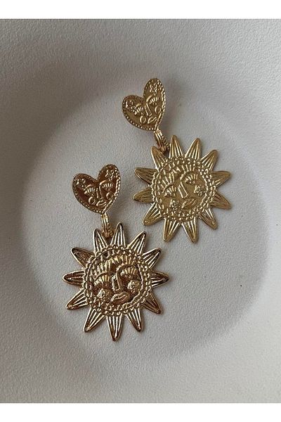 mos&more Sun Heart Pinterest Big Brand Women Earrings