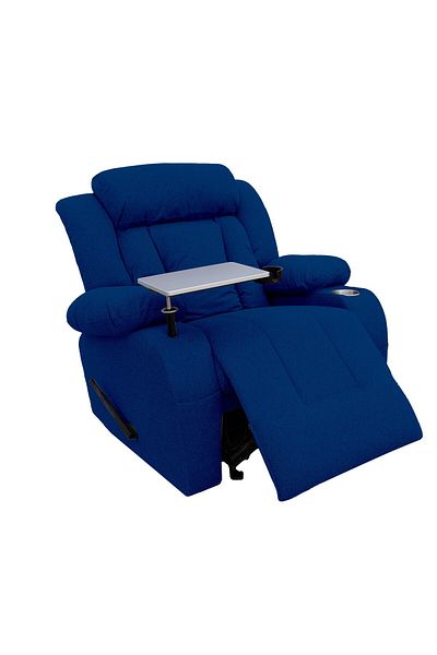 Lazy Vibes MNZ5_Plus | Linen Rocking & Rotating Recliner Chair with Laptop Table & Cups Holder