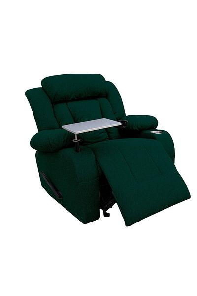 Lazy Vibes MNZ5_Plus | Linen Rocking & Rotating Recliner Chair with Laptop Table & Cups Holder