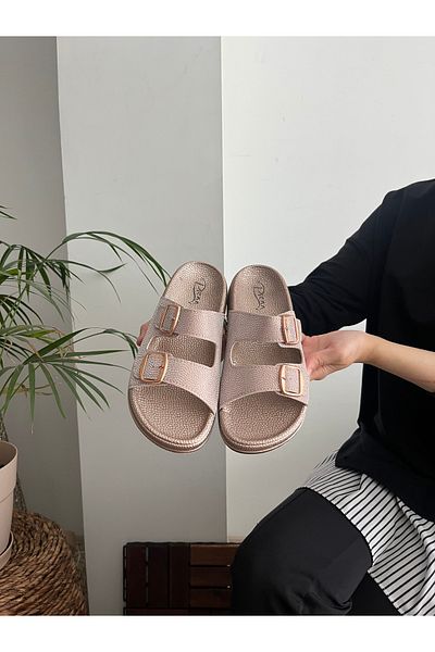 Behtah Kundura Glitter Stone Ορθοπεδική Μαλακή Σόλα Comfort Μοντέλο Παντόφλες Διπλή Πόρπη BRK Καθημερινές Άνετες Παντόφλες