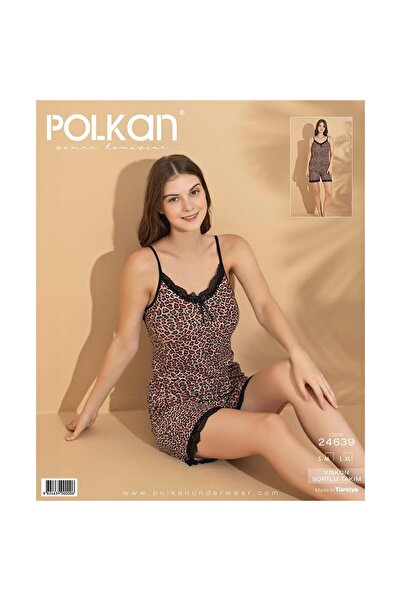 OSMU POLKAN Viskon Leopar Şortlu Pijama Takımı