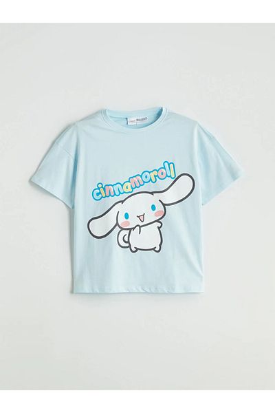 LC Waikiki Set de pijamale pentru fete cu imprimeu Cinnamoroll, albastru, cu gâtul turn, LCW Kids